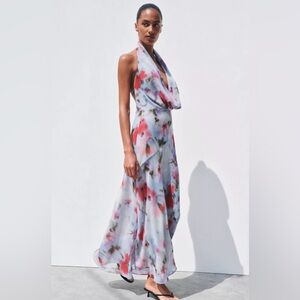 ZARA printed midi halter dress